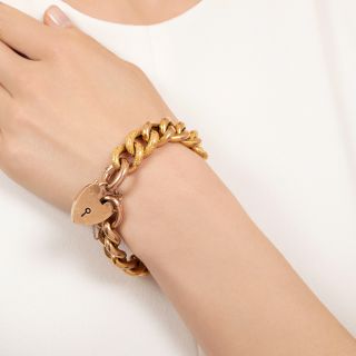 English Victorian Gate Bracelet with Heart Padlock Clasp