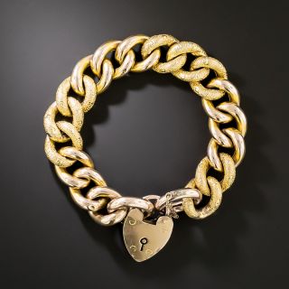 English Victorian Gate Bracelet with Heart Padlock Clasp - 2
