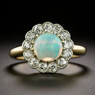 English Victorian Opal and Diamond Halo Ring - 2
