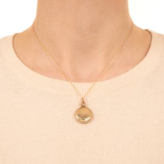 English Victorian Petite Engraved Locket Pendant