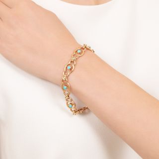 English Victorian Turquoise and Pearl Bracelet