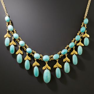 English Victorian Turquoise Fringe Necklace - 4