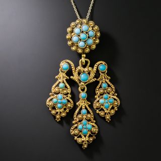 English Victorian Turquoise Girandole Necklace - 2