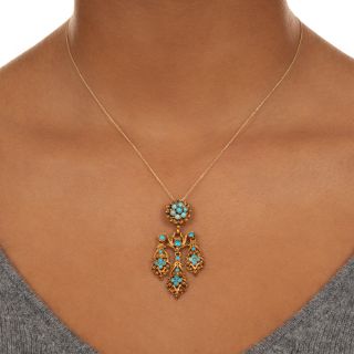 English Victorian Turquoise Girandole Necklace