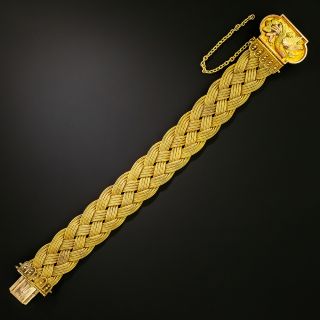 English Victorian Woven Bracelet with Bird Clasp - 2