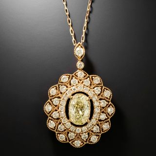 Estate 1.01 Carat Oval Diamond 18K Pendant - 3
