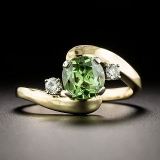Estate 1.17 Carat Demantoid Garnet and Diamond Ring - 2