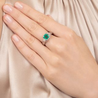 Estate 1.35 Carat Emerald and Diamond Three-Stone Ring - GIA F1