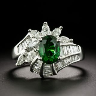 Estate 1.37 Carat Tsavorite Garnet and Diamond Ring - 3