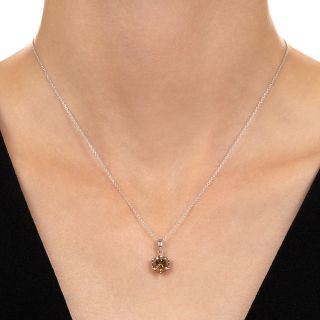 Estate 1.49 Carat Natural Brown Diamond Solitaire Pendant