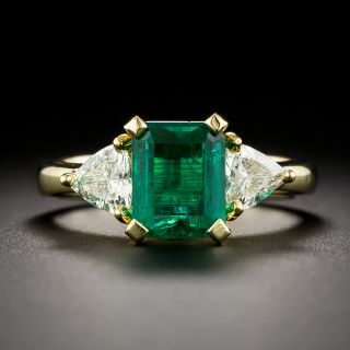Estate 1.60 Carat Colombian Emerald and Diamond 18K Ring - GIA F1 - 3