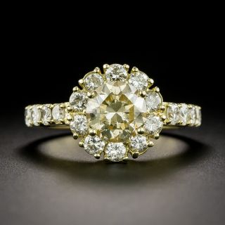 Estate 1.60 Carat Diamond Halo 18K Ring - 2