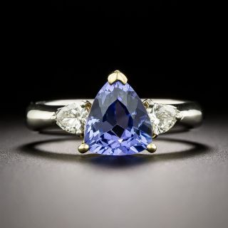 Estate 1.62 Carat Tanzanite and Pear-Shaped Diamond Ring - 2