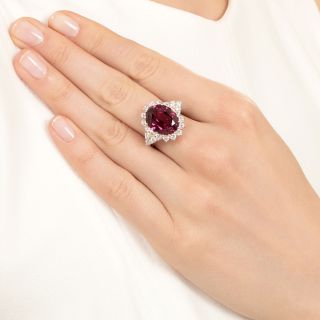 Estate 10.00 Carat Rhodolite Garnet and Diamond Ring