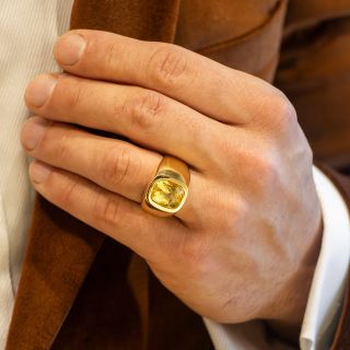 Estate 10.75 Carat No-Heat Yellow Sapphire 18K Ring
