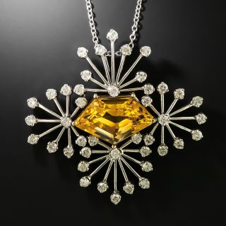Estate 18K Citrine and Diamond Fireworks Pendant - 3