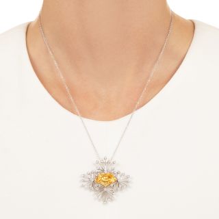 Estate 18K Citrine and Diamond Fireworks Pendant