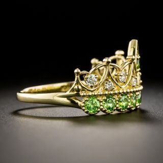Estate 18K Demantoid Garnet and Diamond Tiara Ring