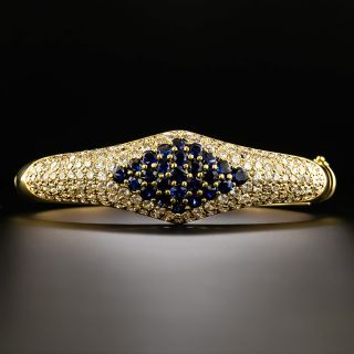 Estate 18K Diamond and Sapphire Bangle Bracelet - 2