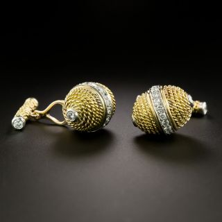 Estate 18K Diamond Barrel Cuff Links - 3