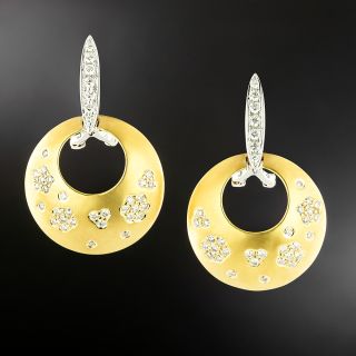 Estate 18K Diamond Door Knocker Earrings - 2