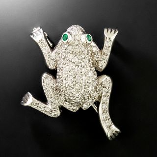 Estate 18K Diamond Frog Brooch - 2