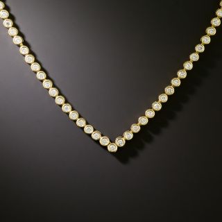 Estate 18K Diamond Rivière 'V' Necklace - 3