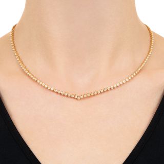 Estate 18K Diamond Rivière 'V' Necklace