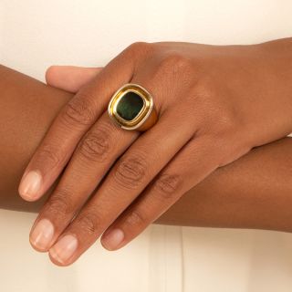 Estate 18K Green Tourmaline Ring