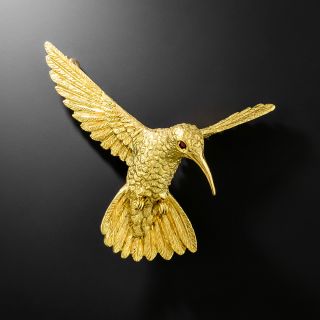 Estate 18K Hummingbird in Flight Brooch - 2