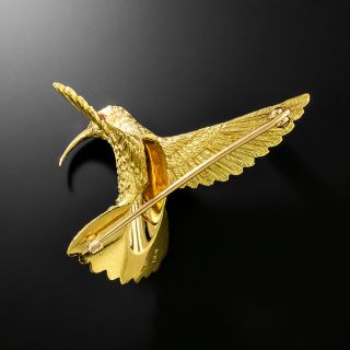 Estate 18K Hummingbird in Flight Brooch