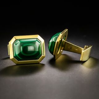 Estate 18K Malachite Cuff Links by George Lederman