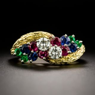 Estate 18K Multi-Gem and Diamond Ring - 3
