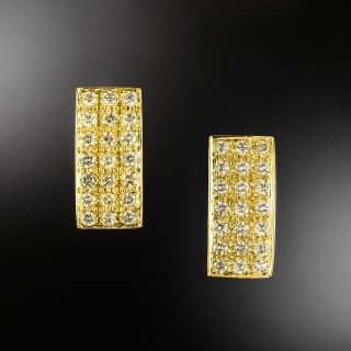 Estate 18K Pavé Diamond Rectangle Earrings by Gautam - 2