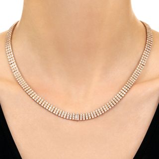 Estate 18K Rose Gold Diamond Necklace, 11.30 Carats