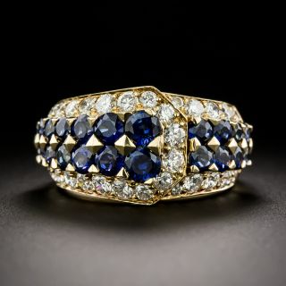 Estate 18K Sapphire and Diamond Buckle Ring, French - 3