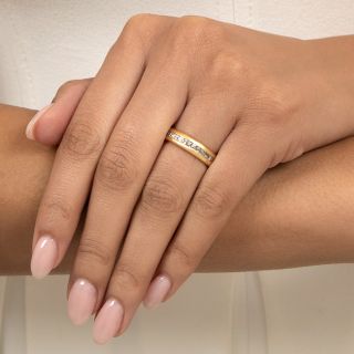 Estate 18K Square-Cut Diamond Eternity Band, Size 7