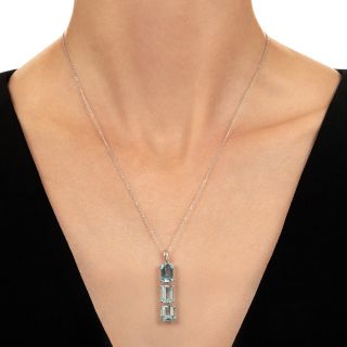 Estate 18K Triple-Aquamarine Dangle Necklace