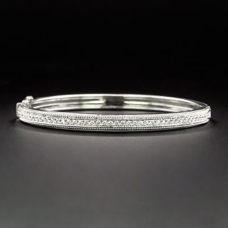 Estate 18K White Gold And Diamond Bangle Bracelet - 1