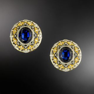 Estate 2.00 Carat Sapphire and Diamond Earrings - GIA - 2