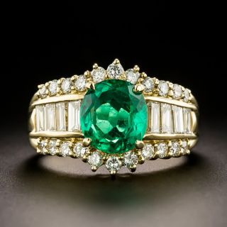 Estate 2.10 Carat Colombian Emerald and Diamond 18K Ring - GIA - 2