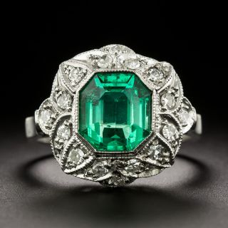 Estate 2.15 Carat Colombian Emerald and Diamond Ring - GIA F1 - 3