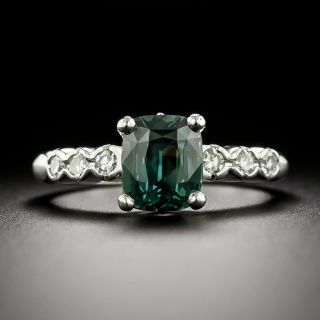 Estate 2.51 Carat Teal Sapphire and Diamond Ring - GIA - 3