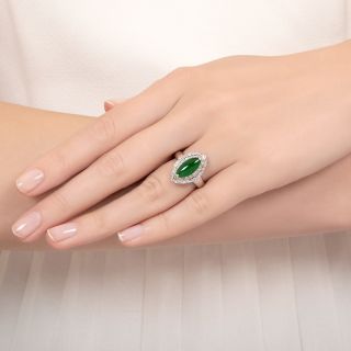Estate 2.56 Carat Marquise-Shaped Natural Jade and Diamond Ring
