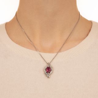 Estate 2.74 Carat Ruby and Diamond Pendant - GIA