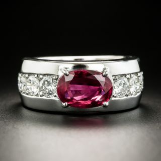 Estate 2.92 Carat Thai Ruby and Diamond Ring - GIA, Size 5 1/2 - 2
