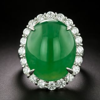 Estate 21.86 Carat Natural Jadeite and Diamond Ring - GIA - 3