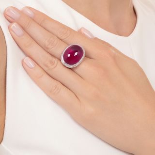 Estate 26.00 Carat Pink Tourmaline and Diamond Cocktail Ring
