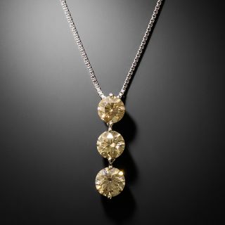 Estate 3.53 Carat Three Diamond Drop Necklace - 2