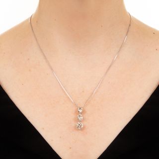 Estate 3.53 Carat Three Diamond Drop Necklace